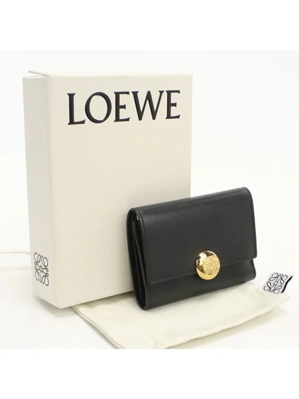 Loewe Vertical Wallet Small Pebble Trifold Shiny Napa Cafe